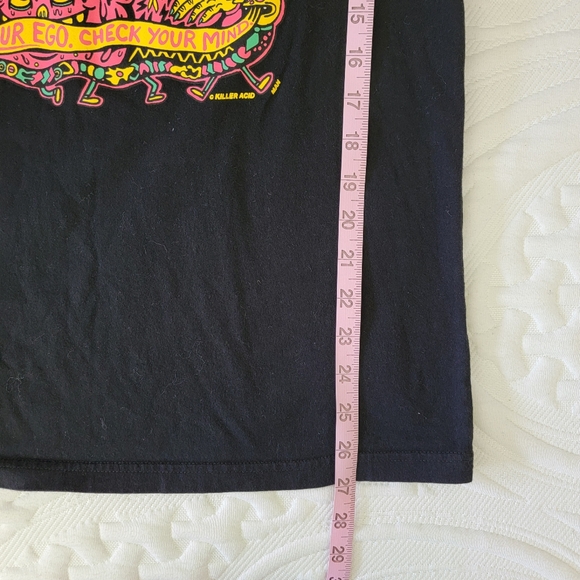 Killer Acid Black Graphic Print T Shirt Neon Please Prevent Bad Vibes Size L - Picture 7 of 7